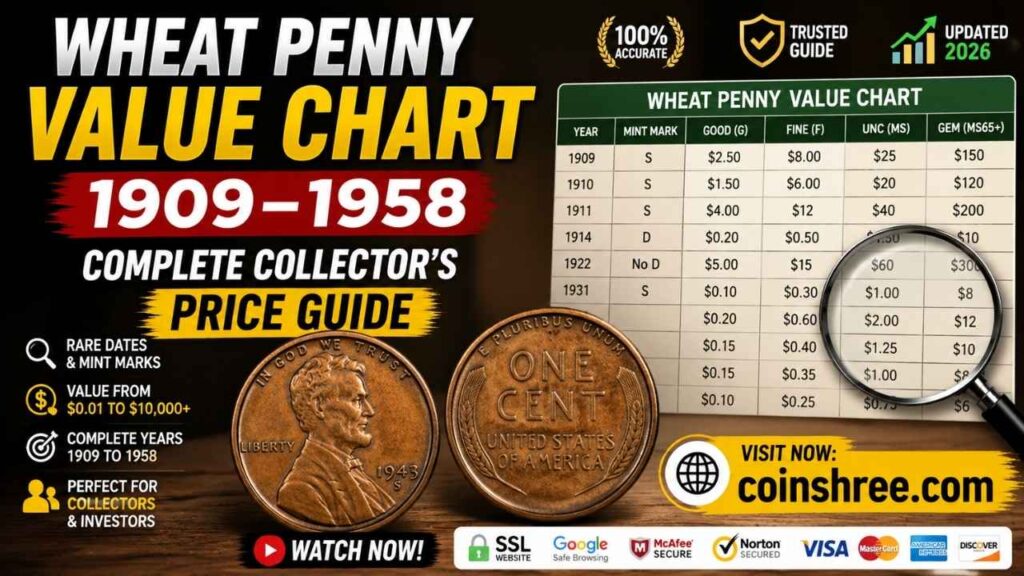 Wheat Penny Value Chart 1909–1958: Complete Collector’s Price Guide
