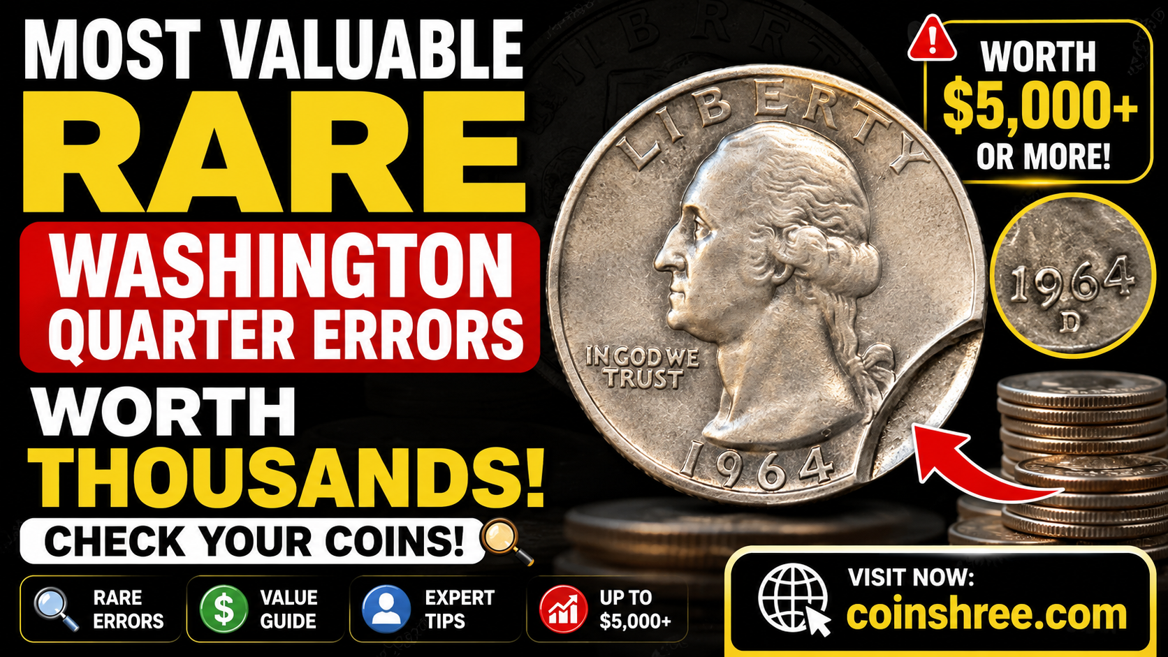 Most Valuable Rare Washington Quarter Errors Worth Thousands – Check Your Coins!